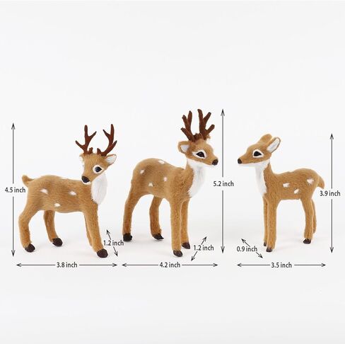 3 Pack Christmas Reindeer Figurines, Festive Holiday Decorations, Rustic Elk Ornaments, Handcrafted Tabletop Decor for Home, Office, Fireplace, Mantle, Xmas Party Centerpiece in Saudi Arabia