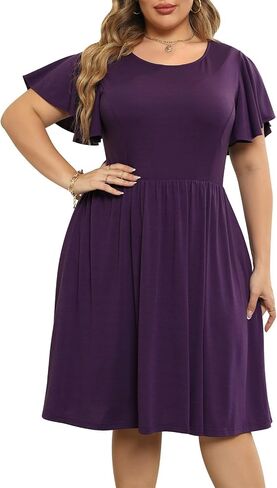 Nemidor Women's Plus Size Dress Vintage Party Midi Casual Summer Fit and Flare Dress with Pocket NEM212 in Kuwait