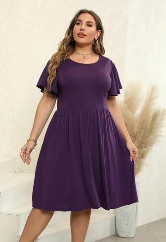 Nemidor Women's Plus Size Dress Vintage Party Midi Casual Summer Fit and Flare Dress with Pocket NEM212 in Kuwait