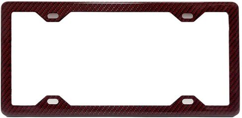 100% Real 3k Twill Weave Carbon Fiber Car License Plate Frame, 4 Holes, UV Protection, Front Rear Universal Man Woman Fit USA Canada Mexico Standard Size tag Holder (RED) in Kuwait