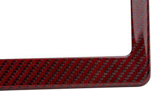 100% Real 3k Twill Weave Carbon Fiber Car License Plate Frame, 4 Holes, UV Protection, Front Rear Universal Man Woman Fit USA Canada Mexico Standard Size tag Holder (RED) in Kuwait