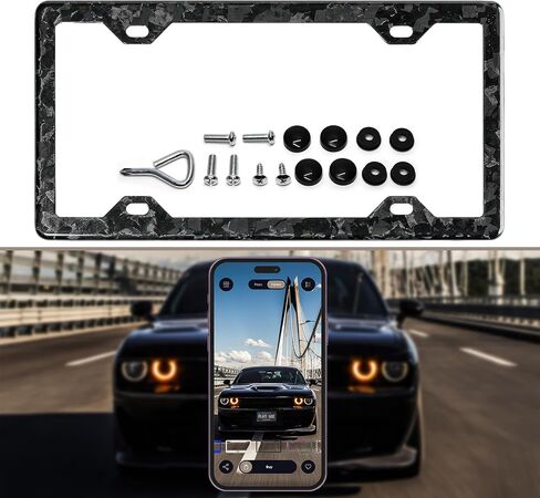 100% Real 3k Twill Weave Carbon Fiber Car License Plate Frame, 4 Holes, UV Protection, Front Rear Universal Man Woman Fit USA Canada Mexico Standard Size tag Holder (RED) in Kuwait