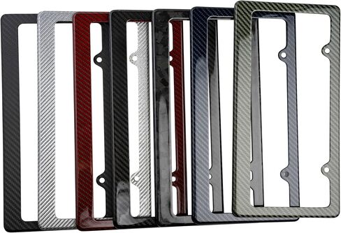 100% Real 3k Twill Weave Carbon Fiber Car License Plate Frame, 4 Holes, UV Protection, Front Rear Universal Man Woman Fit USA Canada Mexico Standard Size tag Holder (RED) in Kuwait