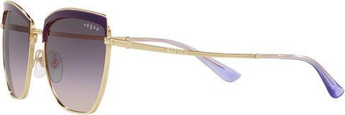 نظارات شمسية من Vogue Eyewear للسيدات بإطار بوردو/ذهبي وردي، عدسات بنية متدرجة باللون الوردي، 54 ملم in Kuwait