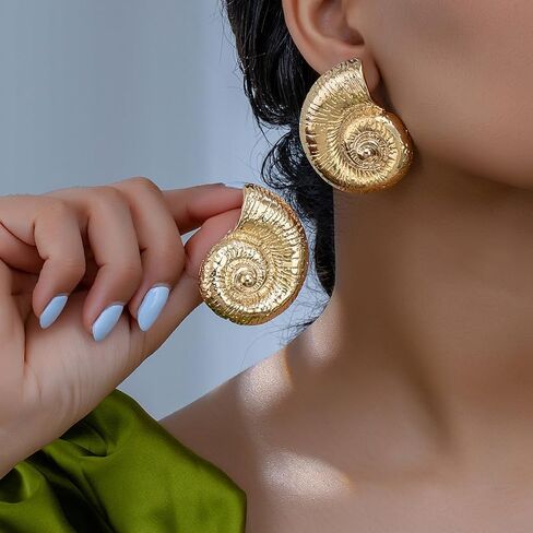 Beach Conch Earrings Sea Shell Earrings Metal Gold Shell Stud Earrings for Women in Saudi Arabia
