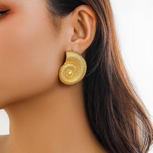 Beach Conch Earrings Sea Shell Earrings Metal Gold Shell Stud Earrings for Women in Saudi Arabia
