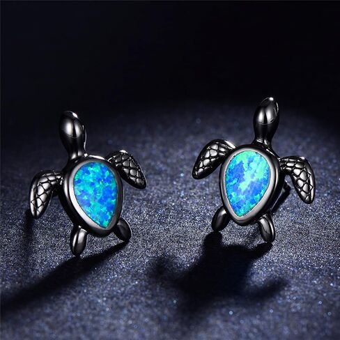 أقراط أوبال سلحفاة البحر، 925 فضة سلحفاة البحر أقراط هيبوالرجينيك الحيوان أقراط للنساء جوهرة القرط هدية مجوهرات in Kuwait