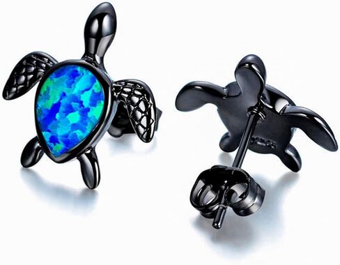 أقراط أوبال سلحفاة البحر، 925 فضة سلحفاة البحر أقراط هيبوالرجينيك الحيوان أقراط للنساء جوهرة القرط هدية مجوهرات in Kuwait
