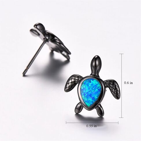 أقراط أوبال سلحفاة البحر، 925 فضة سلحفاة البحر أقراط هيبوالرجينيك الحيوان أقراط للنساء جوهرة القرط هدية مجوهرات in Kuwait