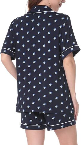Womens Pajamas Set, Short Sleeve Sleepwear Button Down Nightwear Soft PJS Loungewear Set in Saudi Arabia