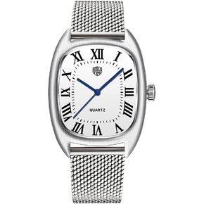 RollsTimi Classic Men's Watch VH31 Quartz Movement Square Stainless Steel Case Waterproof Leather Strap Simplicity Business Wristwatches