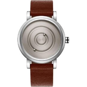 GORBEN Men's Magnetic Ball-Bearing Fashion Stainless Steel Chronograph Watch, Genuine Leather Strap