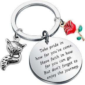 FUSTMW Prince Keychain Fox and Rose Charm Keychain Gifts for Prince Lovers Inspired Prince Gift Book Fans Gifts