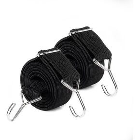 Adjustable Flat Bungee Cords with Hooks Heavy Duty, 40 Inch Rubber Black Elastic Straps for Cargo,Backpack Trolley,Bike, Luggage Rack, Camping, Hand Carts
