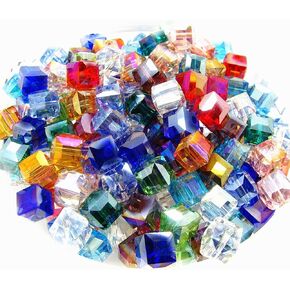 8mm Multicolor Crystal Beads Square Glaze Glass Bead Quartz Loose Beads for DIY Jewelry Making Accessory 100pcs