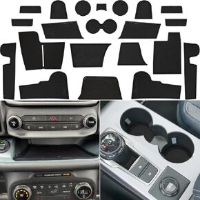 Center Console Liner for Ford Bronco Sport Accessories 2021 2022 2023 2024, Cup Holder Mat, Non-Slip Dust Interior, Door Slot Pad, Custom Rubber Coaster Decoration Insert (21 Pcs, Orange Trim)