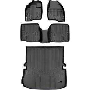 MAXLINER All Weather Custom Fit 2 Row & Cargo Liner Behind The 2nd Row Black Floor Mat Liner Set Compatible with 2017-2019 Ford Explorer (Only Fits Without a Center Console on The 2nd Row)