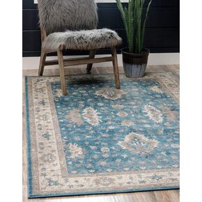Unique Loom Salzburg Collection Classic Traditional Medallion Design Oriental Inspired Area Rug (4' 0 x 6' 0 Rectangular, Blue/Beige)