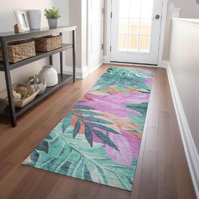 Addison Rugs Chantille ACN1498 Teal 2'3" x 7'6" Indoor/Outdoor, Machine Washable, Easy Clean, Non Shedding, Bedroom, Living Room, Dining Room, Kitchen, Patio Rug