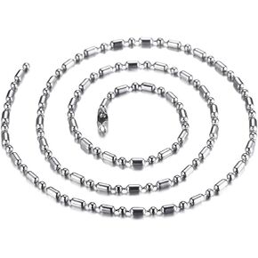 Stainless Steel Bead Ball Chain Necklace for Men Women Silver Bamboo Dog Tag Link Chains 1.6mm - 6mm