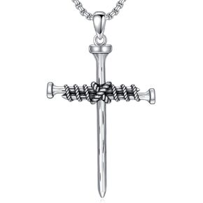 Cross Necklace for Men 925 Sterling Silver Nail Cross Necklace Jewelry Gifts for Men Women