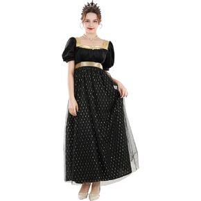 NSPSTT Regency Dress Ball Gown for Women Princess Gowns Black Renaissance Costume