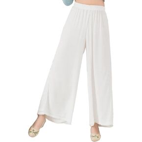 Women's Cotton Linen Wrap Front Hanfu Robe/Wide Leg Trousers Chinese Kung Fu Uniform Yoga Wear Zen Meditation costume