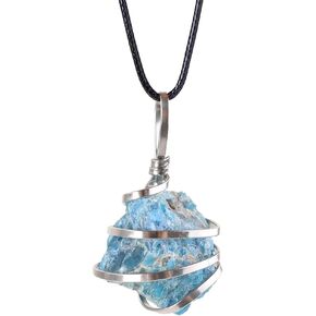 Natural Gemstone Pendant Necklace For Men & Women Spiritual Jewelry Wire Wrapped Gemstone Chakra Necklaces Real Stones For Him & Her