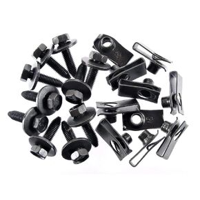 #1888 Body Bolts & U-Nut Clips, Black Finish, M8-1.25 x 30mm Long - 13mm Hex (10 Piece Each)