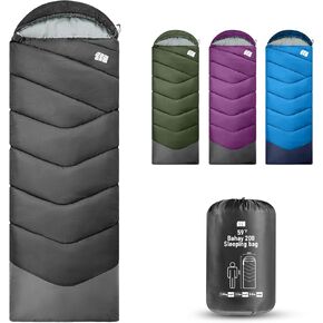 Sleeping Bags for Adults Warm Weather, 40℉Degree Sleeping Bags, Portable, Waterproof, 3lb Lightweight Sleeping Bag for Tall Girls Boys with Compression Sack for Warm Camping, Hiking, Outdoor & Indoor