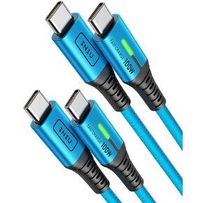 INIU USBC to USBC Cable, [6.6ft, White] 2-Pack USB C to C Fast Charging Cable for iPhone 16 15 Galaxy S23 S21 A71, MacBook, iPad, and More