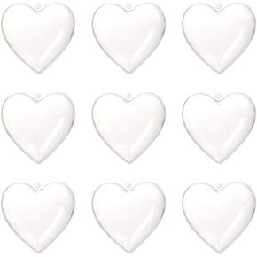 LUOEM 10pcs Clear Plastic Acrylic Fillable Hearts Shape Box DIY Craft Hanging Ornament for Wedding Engagement Anniversary Party Decor