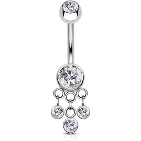 COCHARM Minimalist G23 Solid Titanium Belly Button Rings Dangle 14G Belly Navel Rings for Women Titanium Belly Navel Piercing Jewelry Dangling