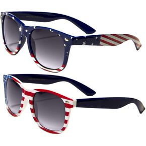 2 Pairs Classic American Patriot Flag Sunglasses USA bulk