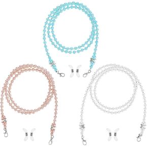 Thinp 3 Pieces Eyeglass Strap Beaded Eyeglass Strap Holders Premium Sunglasses Holder Strap Elegant Eyewear Retainer Chain Multicolor Around Neck Eyeglass Chain Cord for Women