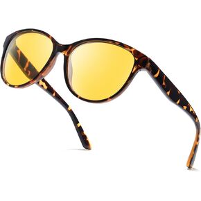 Myiaur Night Vision Driving Glasses for Women, Polarized Anti Glare Yellow Lens Glasses for Nighttime, UV400 Protection