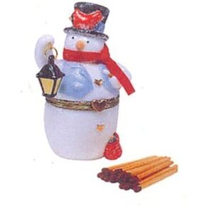 Snowman with Match Porcelain Hinged Box PHB Midwest of Cannon Falls