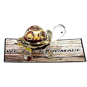 Handmade Mini 2" Blown Glass Multicolor Tortoise (Turtle) Figurine Figure Art, Collectible Dollhouse Gift Ideas, Miniature Animals, Tiny Ornament, Cool Stuff Decor No.3