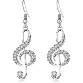 Treble Eighth Music Clef Note Fish Hook Dangle Earrings