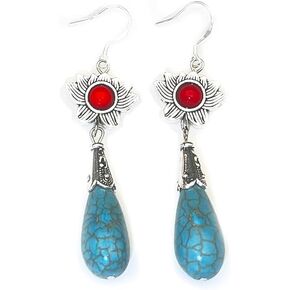 Water Drop Earrings Vintage Silver Blue Drop Enamel Process Earring for Chinese Hanfu