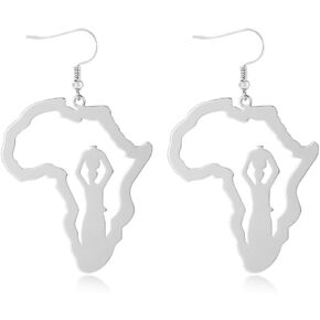 Trendy African American Woman Earrings Hollow Out Africa Map Dangle Earring