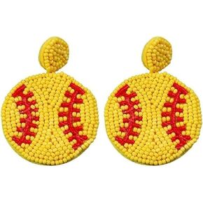 Beaded Baseball Earrings Sports Earrings Basketball Drop Dangle Earrings Holiday Party Game Jewelry Gifts