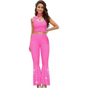 70s 80s Outfit Disco Costume Two Piece Cowgirl Halloween Hippie Disco Cosplay Costume Set