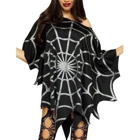 Spiderweb Poncho for Women Halloween Costume Gothic Spider Web Poncho Cloak Cosplay Outfits Halloween Spider Poncho