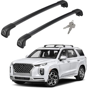 قضبان متقاطعة لسقف السيارة متوافقة مع Hyundai 2019-2025 Palisade SE/SEL/XRT/Limited/Calligraphy مع قفل، شريط متقاطع من الألومنيوم لحامل البضائع على السطح وأمتعة قوارب الكاياك والدراجة على الجليد