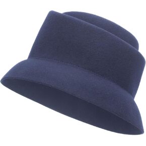 Lawliet Womens 100% Wool Felt Helix Church Fedora Cloche Bucket Hat Base Making T399