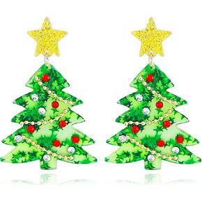 Christmas Tree Earrings for Women Sparkling Acrylic Christmas Earrings Lightweight Earrings Fun Cute Holiday Earring Xmas Drop Dangle Earrings Jewelry in Kuwait