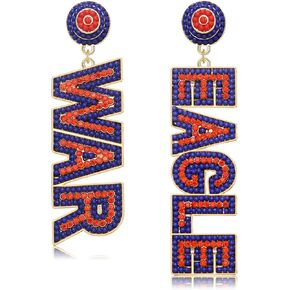Game Day Earrings for Women Rhinestone Beaded Football Drop Dangle Earrings Football Team Earrings Game Day Team Spirit Accessories Gifts