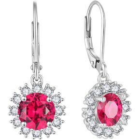 925 Sterling Silver Flower Earrings For Women Birthstone Drop Dangle Earrings Birthday Anniversary Jewelry for Women Mom