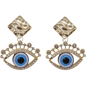 Unique Personality Evil Eye Earrings Fashion Abstract Eye Crystal Rhinestone Fringe Funny Women's Drop Earrings Exaggerated Jewelry